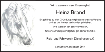 Traueranzeige von Heinz Brand 