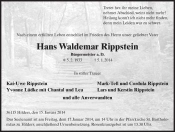Traueranzeige von Hans-Waldemar Rippstein 