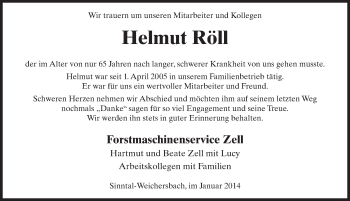 Traueranzeige von Helmut Röll 