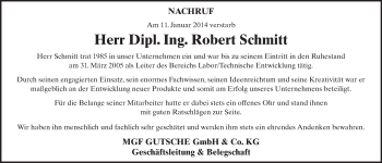 Traueranzeige von Robert Schmitt 