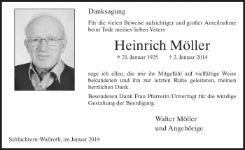 Traueranzeige von Heinrich Möller 
