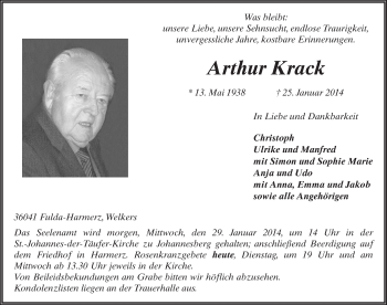 Traueranzeige von Maria Krack 