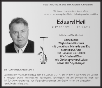 Traueranzeige von Eduard Heil 