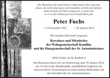 Traueranzeige von Peter Fuchs 