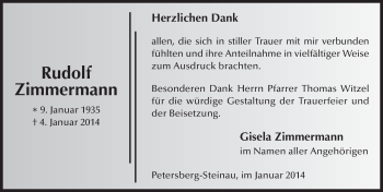 Traueranzeige von Rudolf Zimmermann 