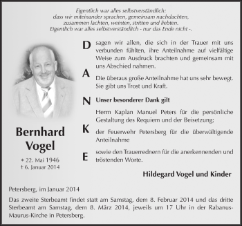 Traueranzeige von Bernhard Vogel 
