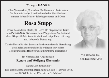Traueranzeige von Rosa Stupp 