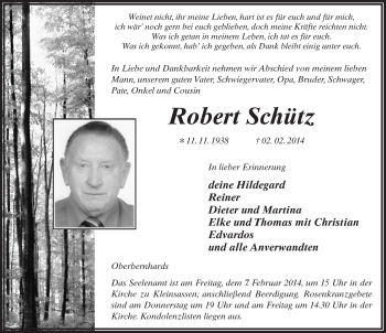 Traueranzeige von Robert Schütz 