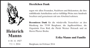Traueranzeige von Heinrich Manns 