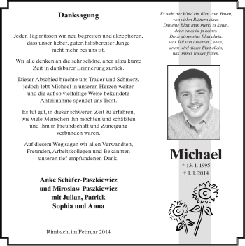 Traueranzeige von Michael Paszkiewicz 