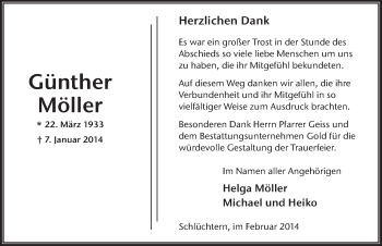 Traueranzeige von Günther Möller 