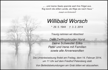 Traueranzeige von Willibald Worsch 