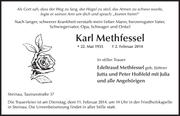 Traueranzeige von Karl Methfessel 