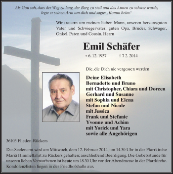Traueranzeige von Emil Schäfer 