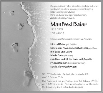 Traueranzeige von Manfred Baier 