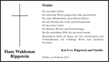 Traueranzeige von Hans-Waldemar Rippstein 