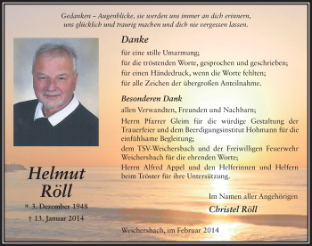 Traueranzeige von Helmut Röll 