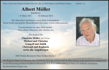 Traueranzeige von Albert Möller 