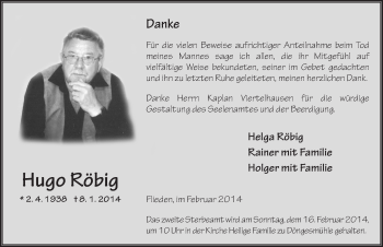 Traueranzeige von Hugo Röbig 