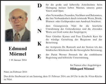 Traueranzeige von Edmund Mörmel 
