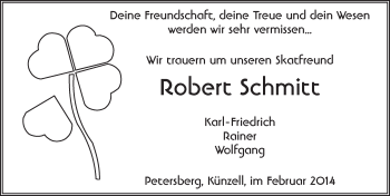 Traueranzeige von Robert Schmitt 