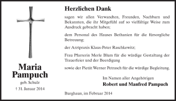 Traueranzeige von Maria Pampuch 