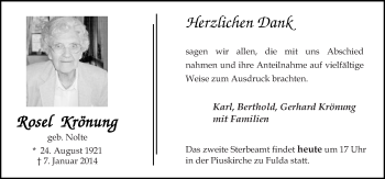 Traueranzeige von Rosa Krönung 
