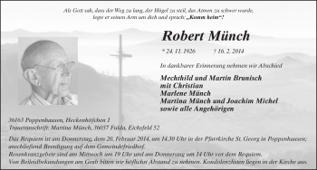 Traueranzeige von Robert Münch 