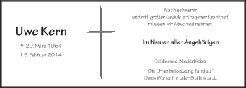 Traueranzeige von Uwe Kern 