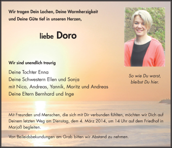 Traueranzeige von Dorothee Müller 