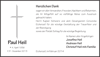 Traueranzeige von Paul Heil 
