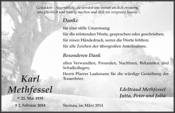 Traueranzeige von Karl Methfessel 