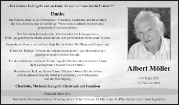 Traueranzeige von Albert Möller 