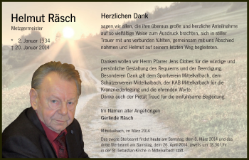 Traueranzeige von Helmut Räsch 