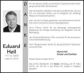 Traueranzeige von Eduard Heil 