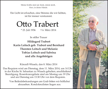 Traueranzeige von Otto Trabert 