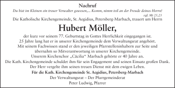 Traueranzeige von Hubert Möller 
