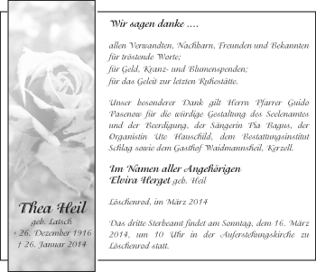 Traueranzeige von Thea Heil 