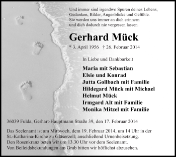 Traueranzeige von Gerhard Mück 