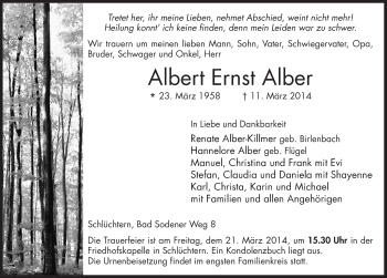 Traueranzeige von Albert Ernst Alber 