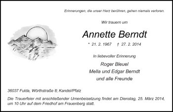 Traueranzeige von Annette Berndt 
