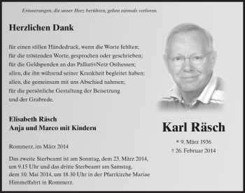 Traueranzeige von Karl Räsch 