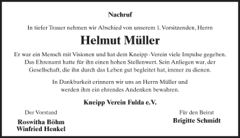 Traueranzeige von Helmut Müller 