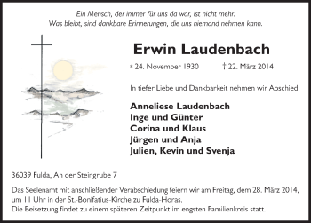 Traueranzeige von Erwin Laudenbach 