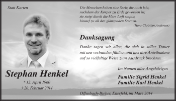 Traueranzeige von Stephan Henkel 