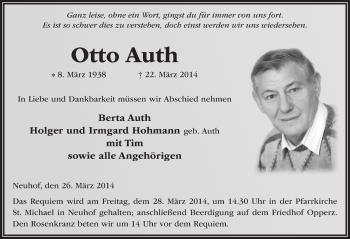 Traueranzeige von Otto Auth 