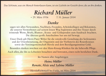 Traueranzeige von Richard Müller 