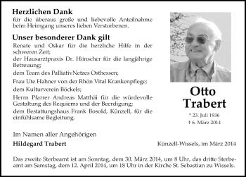 Traueranzeige von Otto Trabert 