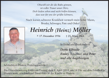 Traueranzeige von Heinrich Möller 