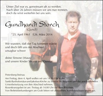 Traueranzeige von Gundhardt Storch 